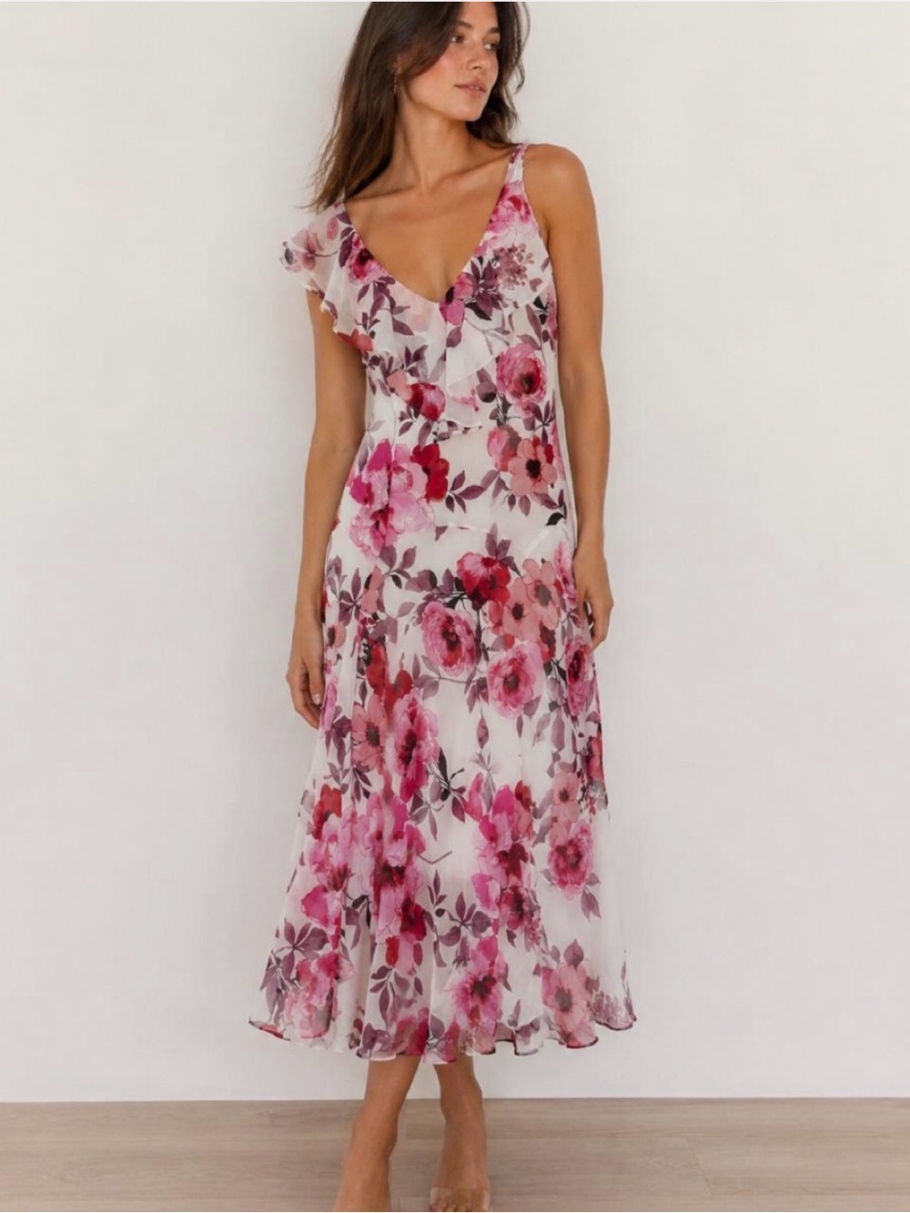 Robbie Bee Floral Chiffon Dress Size 10